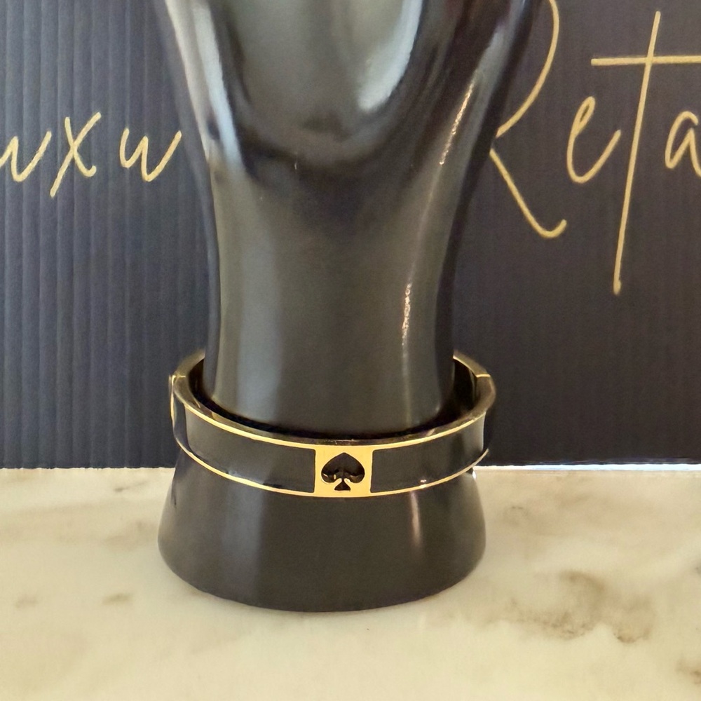 Kate Spade Black & Gold Spade Hinged Bangle Bracelet